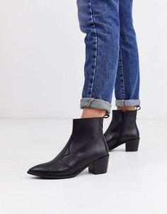 Черные кожаные ботинки в стиле вестерн с серебристой вставкой на носке Depp