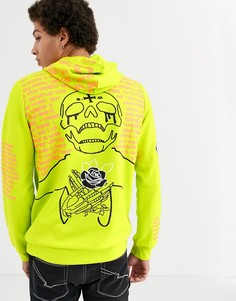 Лаймовый худи с черепом Sixth June