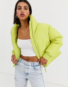 Дутая куртка лаймового цвета Bershka