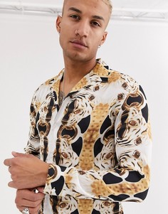 Черная рубашка с принтом ягуара Hermano