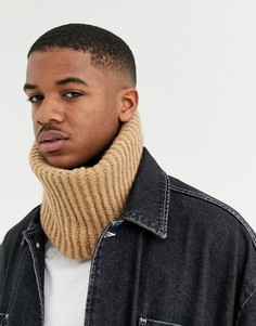 Фактурный пушистый шарф-снуд бежевого цвета ASOS DESIGN