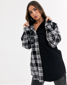 Джинсовая oversize-рубашка в клетку Missguided