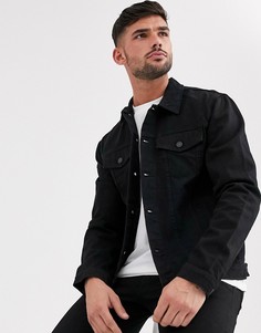 Черная джинсовая куртка классического кроя New Look