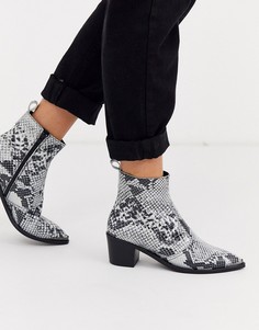 Ботинки в ковбойском стиле со змеиным эффектом и серебристой отделкой носка Depp