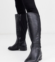 Черные сапоги с эластичными вставками Simply be extra wide fit