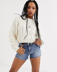 Короткий джемпер кремового цвета Bershka