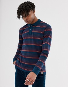 Зеленовато-голубое поло в полоску с длинными рукавами Carhartt WIP