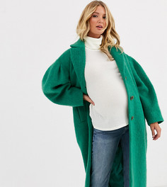 Зеленое пальто с объемными рукавами ASOS DESIGN Maternity