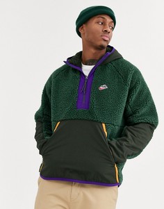 Флисовая куртка цвета хаки с молнией Nike