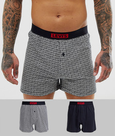 Набор из 2 тканых боксеров со сплошным принтом логотипа Levis