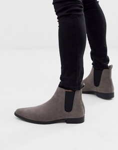 Серые ботинки челси из искусственной замши ASOS DESIGN
