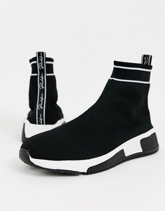 Черные кроссовки с облегающими манжетами River Island