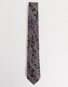 Черный жаккардовый галстук с рисунком пейсли Twisted Tailor