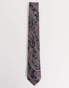 Черный жаккардовый галстук с рисунком пейсли Twisted Tailor