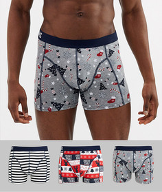 Набор из 3 новогодних боксеров-брифов Only & Sons