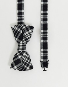 Черно-белый галстук-бабочка в клетку Twisted Tailor