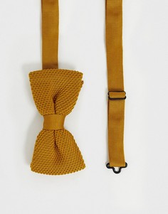 Трикотажный галстук-бабочка горчичного цвета Twisted Tailor