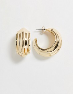 Массивные золотистые серьги-кольца Nylon