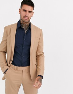 Приталенный пиджак верблюжьего цвета River Island