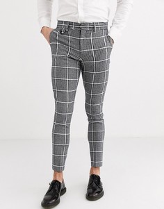 Супероблегающие строгие брюки в клетку черного цвета ASOS DESIGN