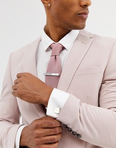 Подарочный набор с серебристыми запонками и зажимом для галстука BOSS