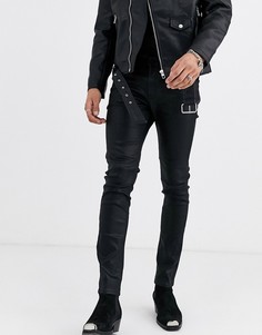 Черные зауженные джинсы из искусственной кожи с покрытием в ковбойском стиле ASOS EDITION