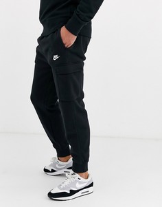 Черные джоггеры-карго с кромкой манжетом Nike - Club
