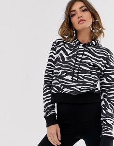 Укороченный худи с принтом "зебра" NA-KD