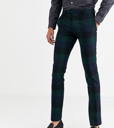 Зеленые супероблегающие брюки в клетку Twisted Tailor Tall