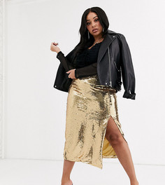 Облегающая юбка-карандаш с золотистыми пайетками Unique 21