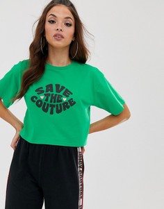 Свободная футболка с надписью "Save the couture" Juicy Couture