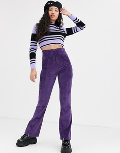 Фиолетовые расклешенные вельветовые брюки с молниями Local Heroes
