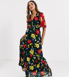 Чайное платье макси с разноцветным цветочным принтом Twisted Wunder