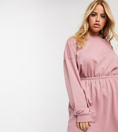 Розовое платье-футболка со сборками Missguided Plus