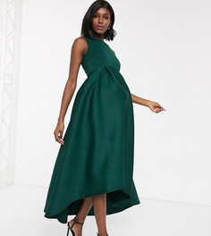 Зеленое платье миди для выпускного с асимметричным подолом True Violet Maternity