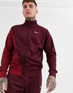 Худи бордового/красного цвета с молнией и логотипом Nike