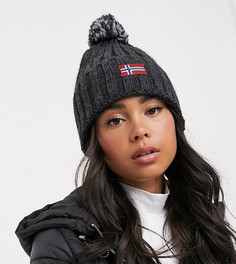 Серая шапка-бини с помпоном Napapijri Semiury