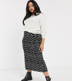 Юбка макси плиссе в монохромный горошек ASOS DESIGN Curve
