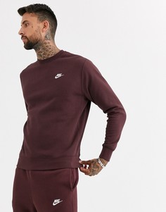 Коричневый свитшот с круглым вырезом Nike Club