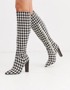 Сапоги на каблуке в гусиную лапку ASOS DESIGN