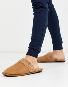 Коричневые слиперы с подкладкой из искусственного меха New Look