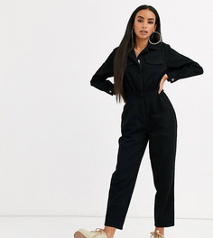 Черный джинсовый комбинезон ASOS DESIGN Petite