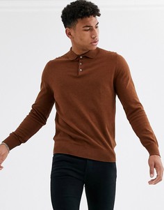 Коричневое поло с длинными рукавами Burton Menswear