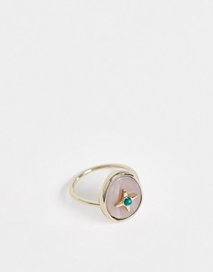 Золотистое кольцо с искусственным жемчугом и камнем & Other Stories