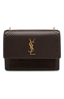 Сумка Sunset medium из кожи питона Saint Laurent