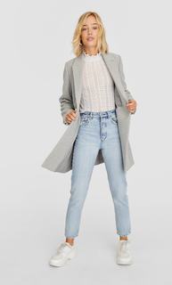 Двубортное драповое пальто Stradivarius