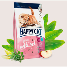 Сухой корм Happy Cat Supreme Junior Geflugel с птицей для котят 4-12мес с чувствительным пищеварением 1,4кг