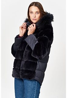 Комбинированная шуба из меха кролика Virtuale Fur Collection