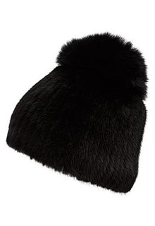 Комбинированная шапка из меха норки с помпоном Slava Furs