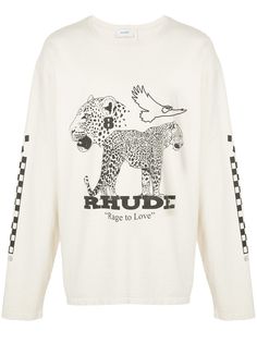 Rhude футболка с графичным принтом и длинными рукавами
